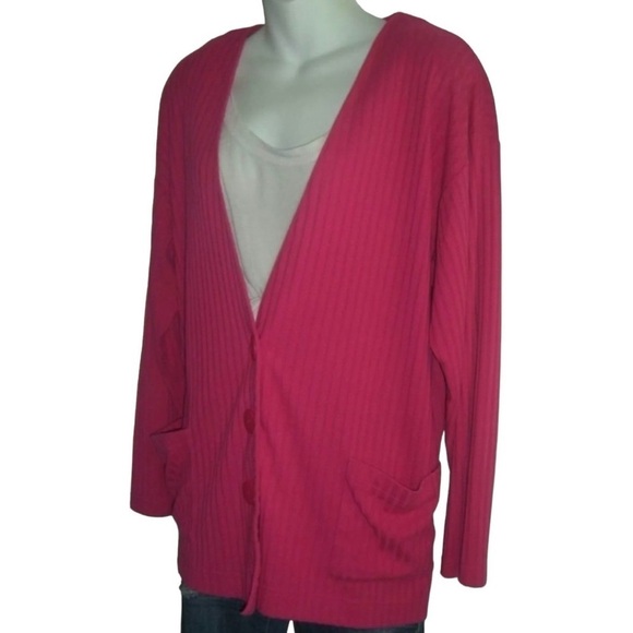 Vintage 80's Stefano Bright Barbie Barbiecore Prep School Ribbed Cardigan Preppy - Picture 3 of 8